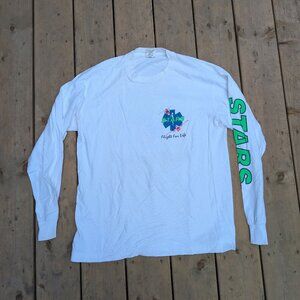 Vintage STARS Flight For Life Long Sleeve Tee - White Graphic Shirt L/G
